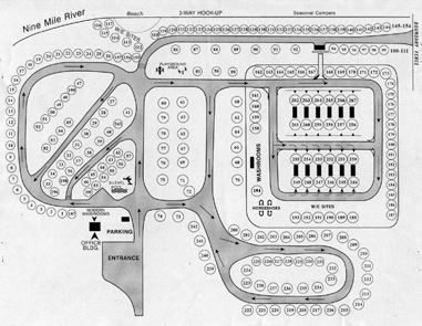 Riverland Campground and R.V. Park Map.